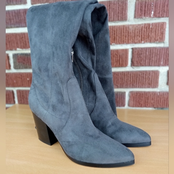 NWT Marc Fisher Ltd. 'Arletta' Over-the-Knee Pointy Toe Boots in Charcoal Grey - Picture 5 of 11